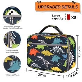 HOMESPON Insulated Kids Lunch Bag Thermal Meal Prep Tote School Lunch Box for Boys Girls (Dinosaur)