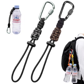 Gokei Bottle Holder, Paracord, Screw-Type Locking Carabiner, Double Shedding, Adjustable, Hand-Knitted, Durable, Plastic Bottle Holder, Backpack, Water Bottle Holder, D-Ring Included, Stylish