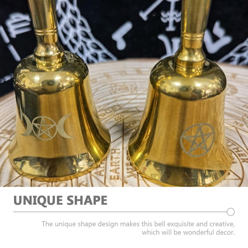 MAGICLULU Mini Brass Altar Bell with Pentagram Pattern Multi Functional