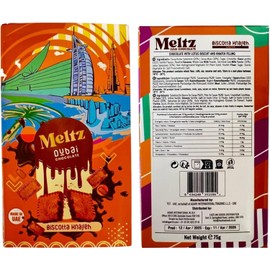 Meltz Dubai Chocolate – Biscotta Knafeh Flavor 75g - Chocolate Bar with CreamyBiscotta & Knafeh Filling - Middle Eastern Premium Snack - Viral Gift Bar - Made in Dubai (Pack of 1)