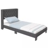 COSTWAY Twin Size Modern Upholstered Headboard Bed Frame With Button