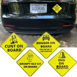 Bumper Stickers Funny Novelty Car Prank Item Gift Baby On Board Xmas Idea Present for Him Boyfriend Men Man Adult Secret Santa Stocking Filler Practical Joke April Fools (Grumpy Old GIF ON Board)