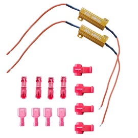 MiHaruTsu 24V Resistor, 24V Resistor, For 24V, Resistor, 50W, Hifra Prevention, 27Ω, For Trucks, Bus, Turn Signals, High Fla Protection, Marker Lamp, T-Shaped Electro Tap