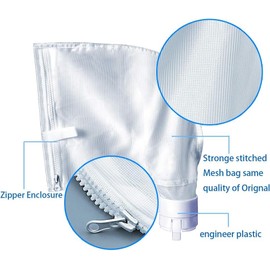 YUJHON 3 Packs All Purpose Debris Bag with Resin Zipper Opening Compatible with Polaris 360 380 Pool Vacuum Cleaner or Filter Parts