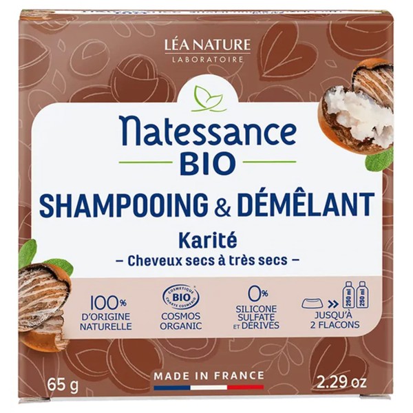 Natessance Shampoo & Detangling Agent Solid Shea Organic 65 g