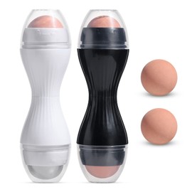 JPNK Rodillo volcánico absorbente de aceite, rodillo facial portátil reutilizable resistente al aceite, herramienta facial de piedra natural con control de aceite, adecuado para viajar en casa o ir a realizar masajes de piel, 2 unidades