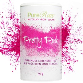 Pretty Pink Natural Food Colouring Powder Pink (Raw Vegan) Pastel Rose to Intense Pink-Red - Edible Colour for Food from Fruits and Vegetables - Natural Food Colouring | PureRaw 50 g