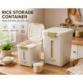 Beige Plastic Kitchen Storage Containers with Lids