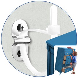 HaoWin Furniture straps, Metal furniture anchors 10 Sets, Anti Tip Furniture Kit Strap Furniture to Wall, Heavy Duty Furniture Wall Anchors for Baby Proofing