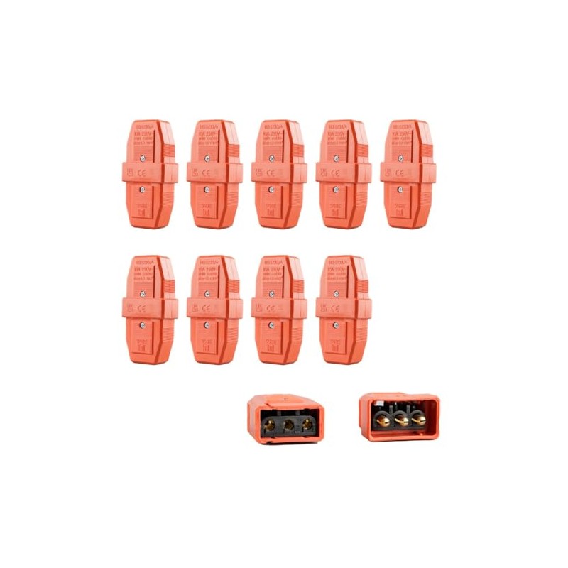 WK Electrical - Orange Inline Plug and Socket Cable Connector,