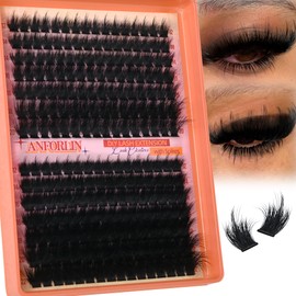 Thick Lash Clusters With Spikes 180D+280D Volume Eyelash Clusters 12-22MM Long Manga Lash Extension Spiky Cluster Eyelash Extensions 224Pcs Manga Individual Lashes DIY at Home by Anforlin