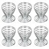 TRIXES 6 x Egg Cups Brushed Steel Wire Spiral Spring