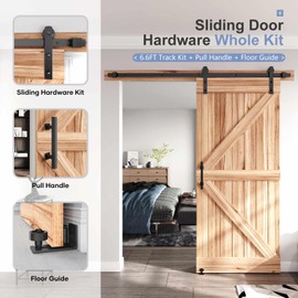 EaseLife 6.6 FT Sliding Barn Door Track and Handle Hardware Kit,Heavy Duty,Straight Pulley,Slide Smoothly Quietly,Easy Install (6.6FT Track Kit for 36"~40" Wide Single Door)