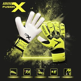 Precision Training Fusion X Flat Cut Essential Football Adult's Goalkeeper Gloves, Fluo Yellow, 8