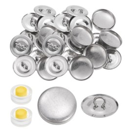 HARFINGTON 40 Sets Self Cover Button Kit 30L 0.75" 19mm with Wire Backs Aluminum Buttons to Cover Fabric Button Maker Covered Buttons Kit with 2 Tools for DIY Cloth Home Decor Sewing