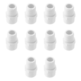 10 Pack PVC Male Adapter Pipe Fittings SAFYY PVC Hose Fitting (Socket x Male Pipe Thread) 2-Way PVC Hose Adapter Coupling 25mm(3/4'')