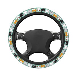 GEHGXF Steering Wheel Cover Cute Cats Elastic Steering Wheel Protector Neoprene Anti-Slip Sweat Absorption Universal Car Accessories 15 Inch for Women Men Fit Auto Cars Trucks