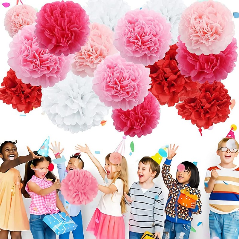 YFFSFDC Paper Pom Poms, Honeycomb Balls, Set of 15, Paper
