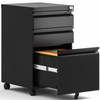BIZOEIRON 3 Drawer Mobile File Cabinet,Under Desk Metal Filing Cabinet