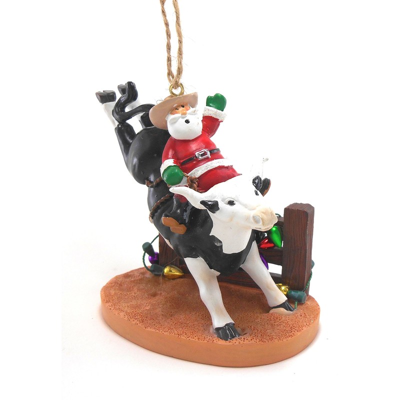 Cape Shore Santa Riding Bull Ornament, 3.5-inches, Multicolor, Resin