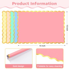 FoldTier 150 Pcs Christmas Disposable Paper Placemats Bulk 10"x14" Rectangle Place Mats with Scalloped Edges Dining Table Mat for Wedding Bridal Birthday Xmas Party Table Decoration(Multicolor)