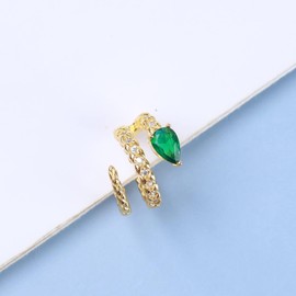 Aneneiceera Boho Cz Emerald Circle Cuff Earrings Gold Wide Ring Helix Earrings Green Crystal Cuff Earrings Non Pierced Clip on Earrings Minimalist Earcuff Earring Jewelry for Women and Girls (Gold)