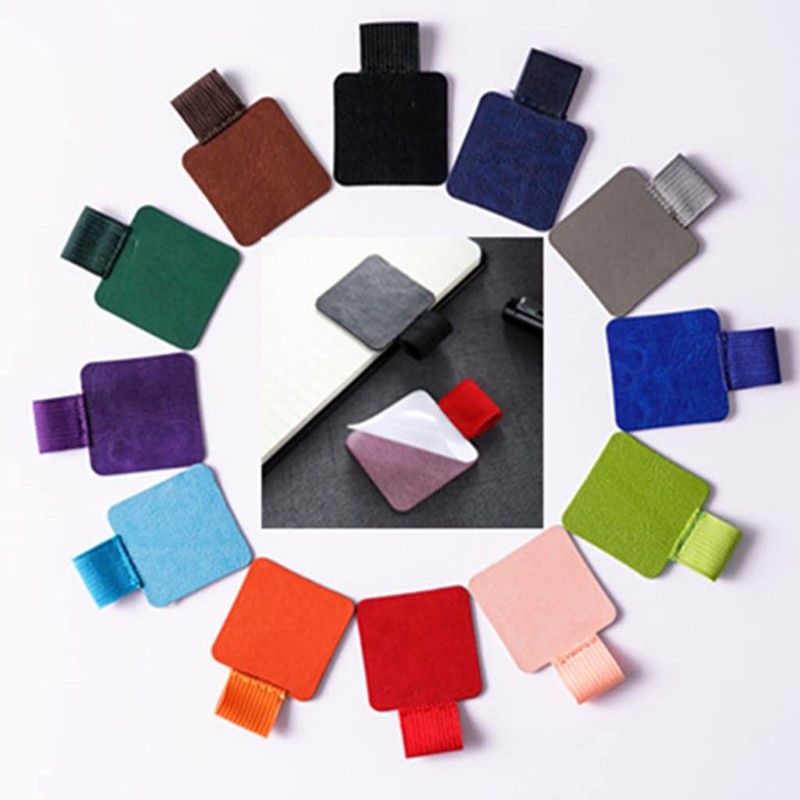 5pcs Pen Loop Holder, Self-adhesive Leather Pen Holder with Elastic