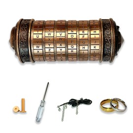 Da Vinci Code Cryptex Fun Mystery Box Mini Bronze Lock Cryptex Puzzle Box with Hidden Compartments, Valentine's Day Gifts for Her Him, Anniversary Birthday Gifts, Puzzle Box for Men Women (DFQ-1)