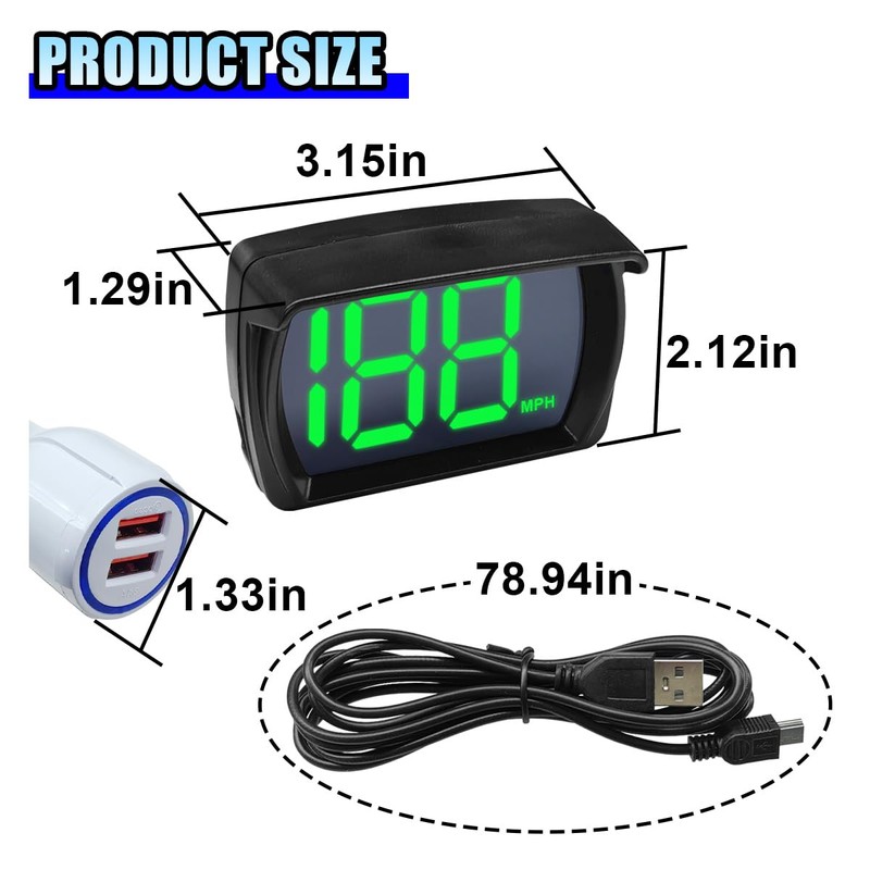 DUSCOKE Car HUD GPS Digital Speedometer, MPH Speed Meter with