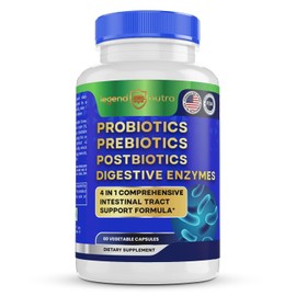 Probióticos prebióticos postbióticos con enzimas digestivas 4 en 1 suplemento de fórmula para una mejor salud de la digestión, prebióticos y probióticos para mujeres, hombres, probióticos para la salud digestiva y la salud intestinal