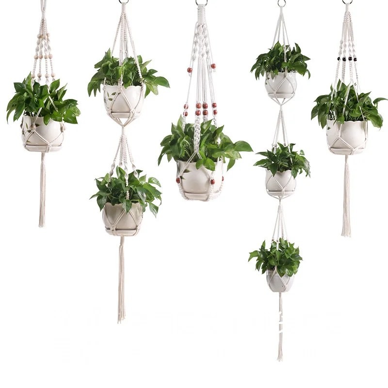 WeedGuard Outdoor Plant Hanger Macrame – Handcrafted Knotted Lifting Rope for Secure Garden Pots, Balcony and Patio Decor