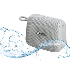 AUREX Wireless Speaker, TY-WSP50 Bluetooth IP67, Dustproof, Waterproof, Supports Hands-Free Calls, Compact, Up to 11 Hours of Use, Type-C Charging, TWS Compatible, Light Gray