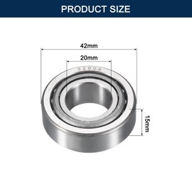 HIPicco 32004 Tapered Roller Bearing Cone and Cup Set, 20mm Bore 42mm OD 15mm Cup Width, Chrome Steel Taper Bearings Set, ABEC-3