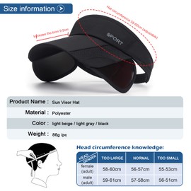 TAGVO Visors for Women, Adjustable Hat with UV Protection Outdoor and Retractable Brim Sun Hat Visor Hat for Men and Women, for Golf, Cycling, Fishing, Tennis, Jogging and Other Sports