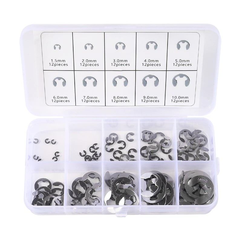 DIANN 120pcs E-Clip Assortment Kit Stainless Steel E-Clip External Retaining