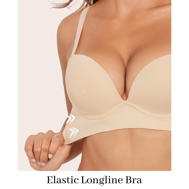 Amafuur Padded Push Up Bras for Women Plunge Seamless T-Shirt