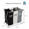 ShopMall Cesto De Ropa Sucia Plegable Hogar 3 Compartimentos