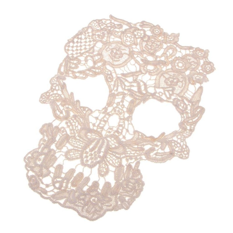 zalati Lace Applique Patch Embroidery Cotton Skull Sewing Badge
