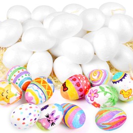 VEYLIN 25 Pieces White Foam Eggs Polystyrene Balls for Easter Crafts and Displays Easter Foam Eggs for Easter Egg hunts Decoration(7cm)