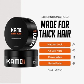 Arcilla Para El Cabello Kami Powder Para Hombre, Fuerte Fija