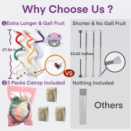 Fokauiwo Huge Cat Chew Toy for Teeth Cleaning, Interactive Catnip Rope Toys for Indoor Cats, Large Cat Nip Teething Toys for Cats Kittens, Kitty Kicker Toy, 3 Pack (Plus 3 Pouches of Catnip)