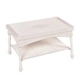 Afuera Living Modern Wicker Patio Furniture Coffee Table in White