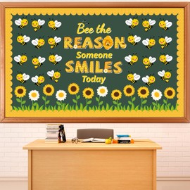 Bee Classroom Bulletin Board Decoration Bee The Reason Someone Smiles Today Bulletin Board Set Decor Fall Sunflower Cutouts Back to School Motivational Classroom Decoration for Home Wall Party Decor