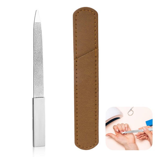 Professional Double-Sided V-Shaped Stainless Steel Nail File with Non-Slip Handle