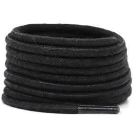 DELELE Round Cotton Waxed Shoelaces: 7/50 Inches Black Dress Shoe Laces for Boot 2 Pair 39 inch