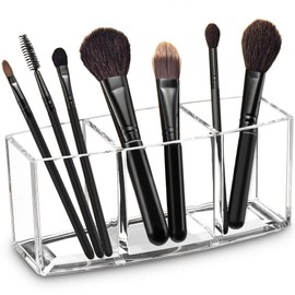 Watpot Watpot Acrylic Makeup Brush Organizer Holder Clear Cosmetic Brushes Storage with 3 Slots