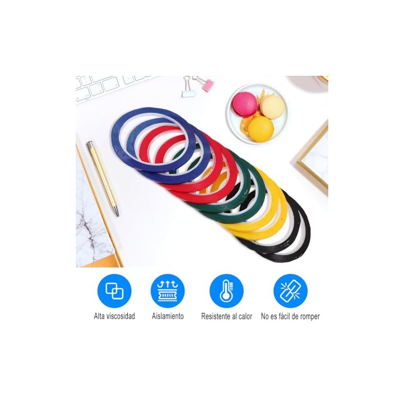 Niawea 10pzs Cinta Pizarron Pizarrón Blanco 3mm 66m Cintas Colores