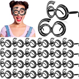 Huwena 24 Pairs 60th Birthday Glasses Number Crystal Frame Costume Sunglasses Novelty Eyewear Photo Booth Props Party Favors