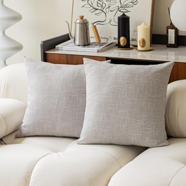 Kevin Textile Throw Pillow Cover Decorative Star Lined Linen Euro Sham Pillow Covers for Bed Couch Sofa, 20"x20"(50cm), Grey White