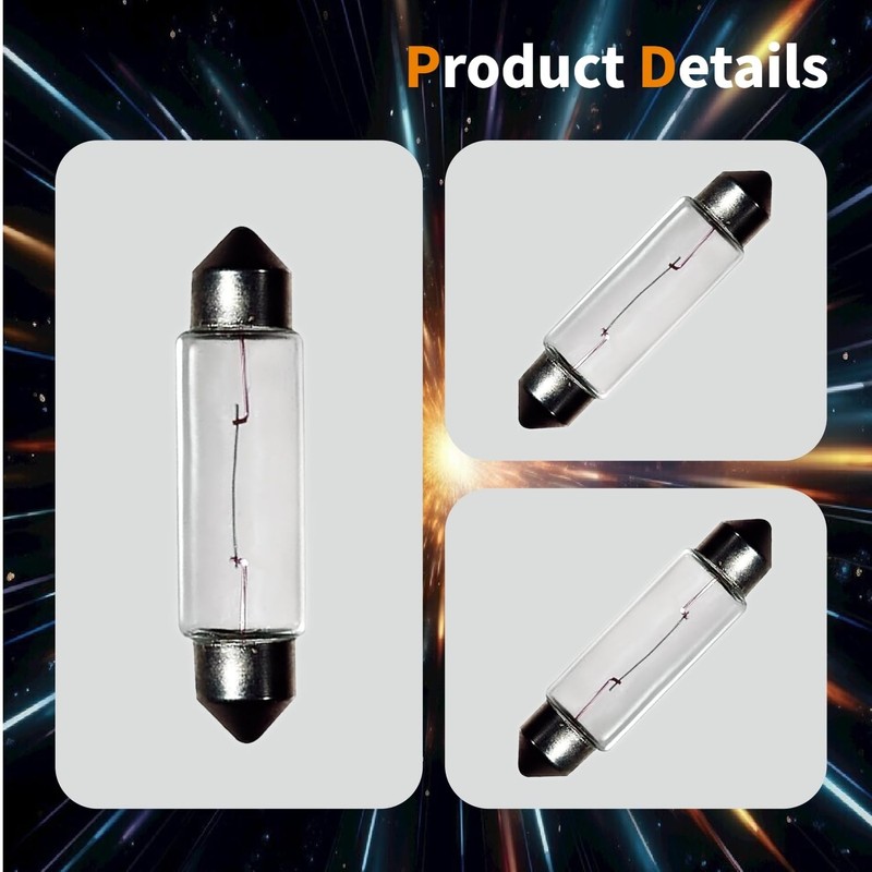 Lanuovx 10 Pack 6411 Festoon Bulb 12V 10W Xenon Bulb